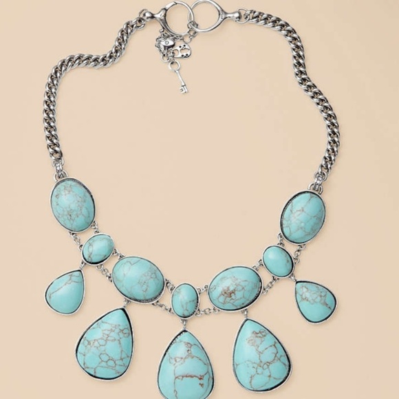 Fossil, Turquoise & Silvertone Necklace, NEW - Picture 2 of 4